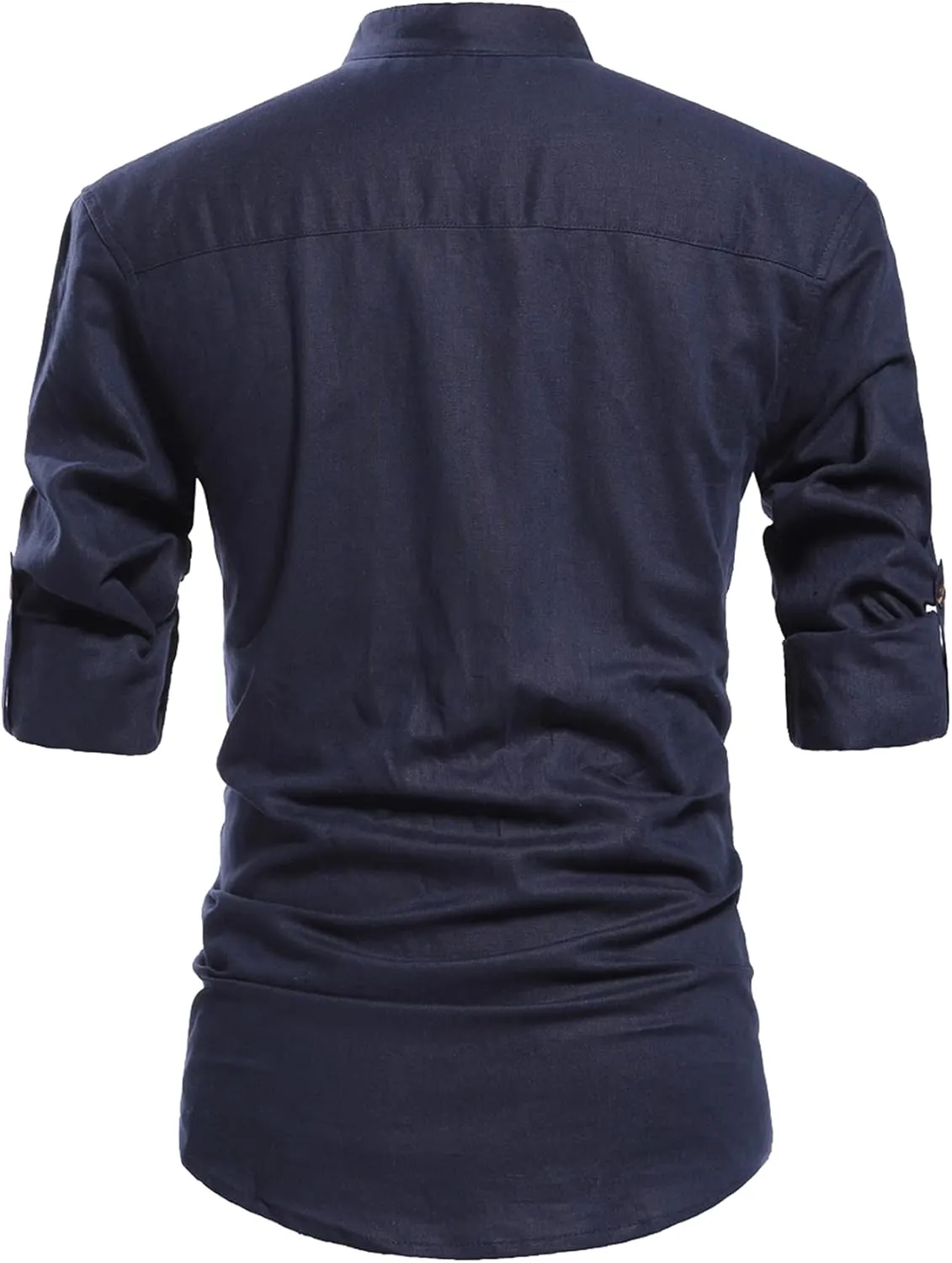 NITAGUT Men Henley Neck Long Sleeve Daily Look Linen Shirts