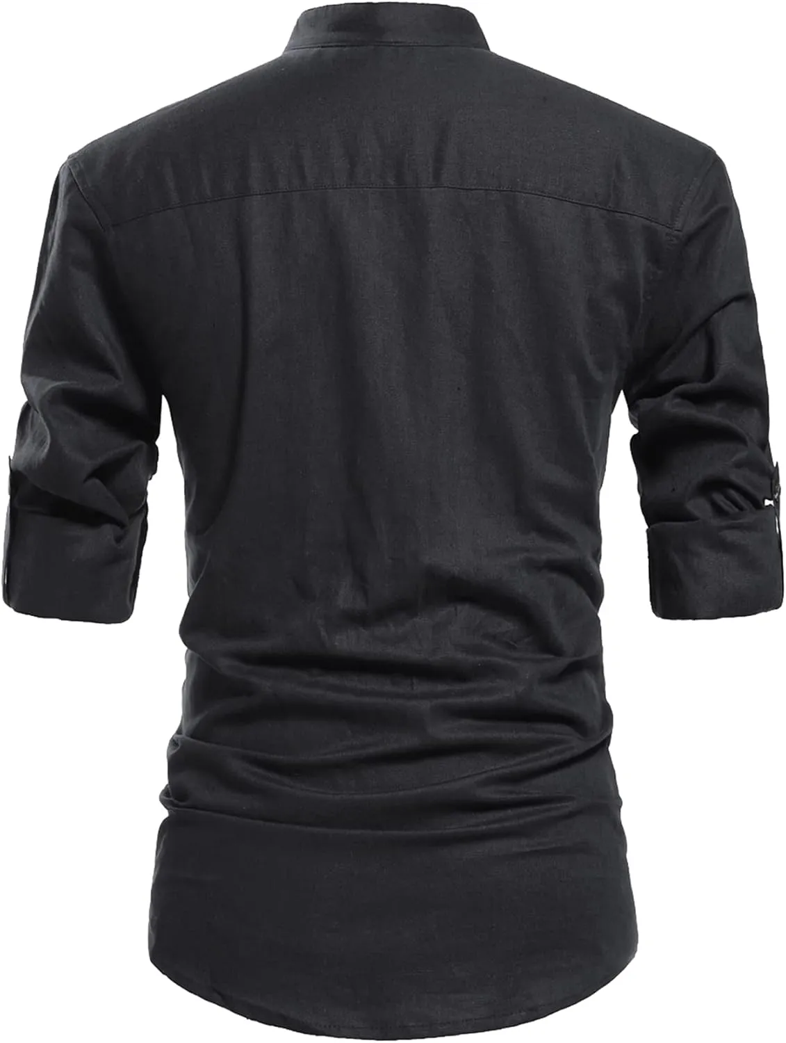 NITAGUT Men Henley Neck Long Sleeve Daily Look Linen Shirts