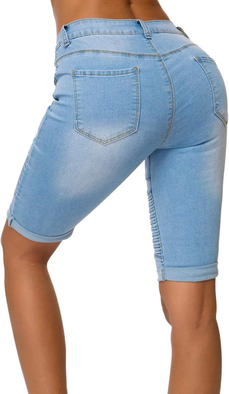 olrain Womens High Waist Ripped Hole Washed Distressed Short Jeans