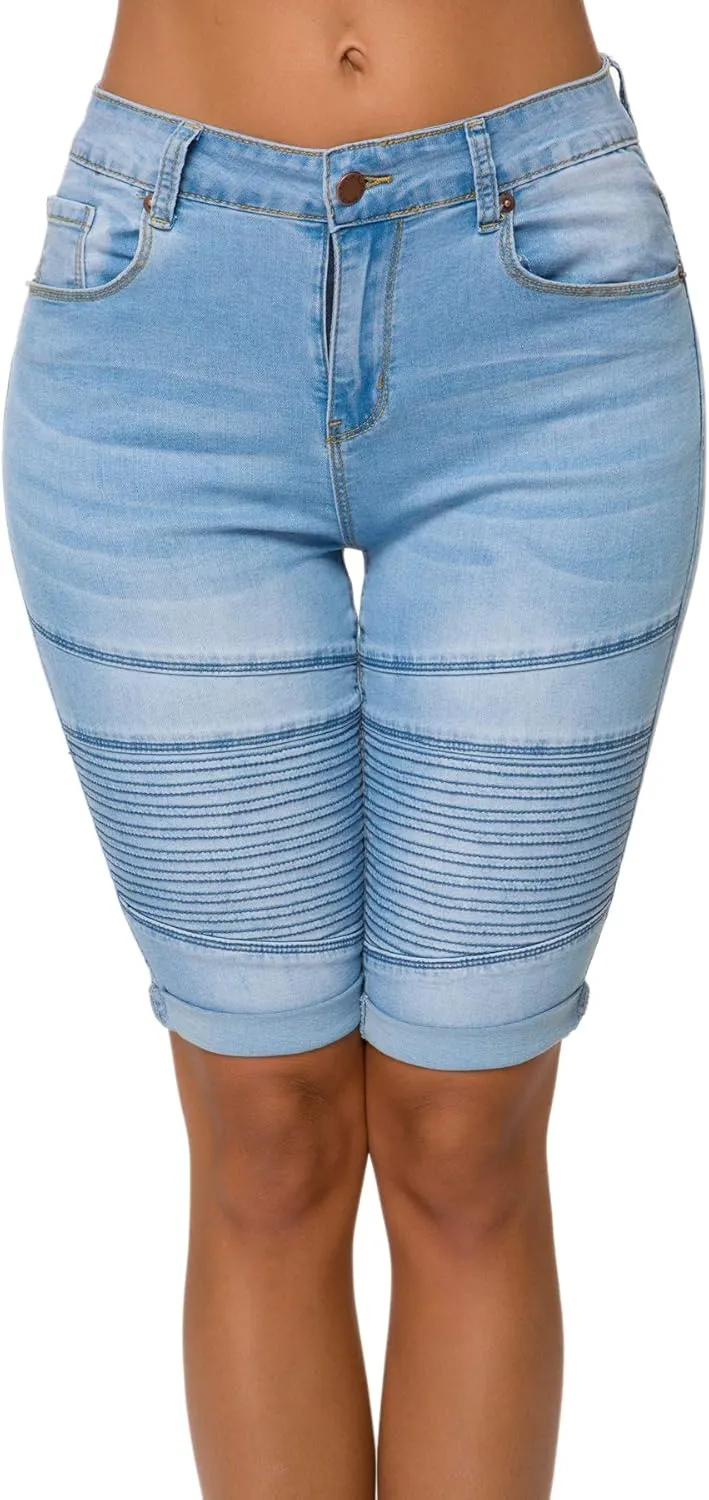 olrain Womens High Waist Ripped Hole Washed Distressed Short Jeans