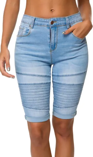olrain Womens High Waist Ripped Hole Washed Distressed Short Jeans
