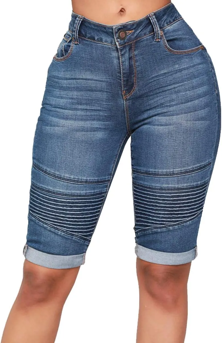 olrain Womens High Waist Ripped Hole Washed Distressed Short Jeans