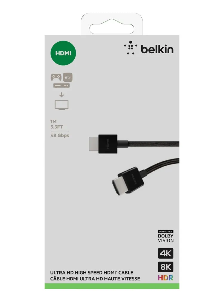 [OPEN BOX] BELKIN 4K Ultra High Speed HDMI 2.1 Braided Cable 1 Meter - Black