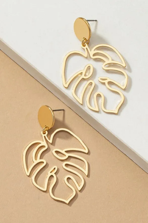 Openwork Monstera Drop Earrings