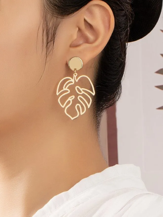 Openwork Monstera Drop Earrings