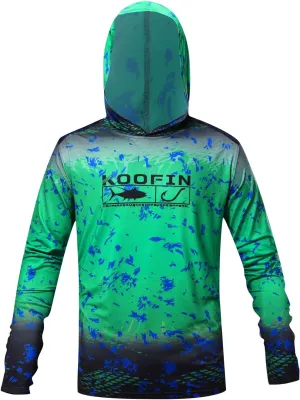 Performance Fishing Hoodie UPF 50 Sunblock Shirt Long Sleeve Quick-Dry Loose Fit Fade Pattern