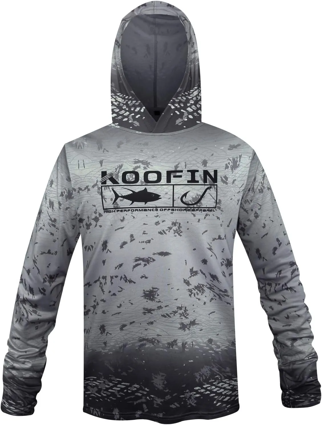 Performance Fishing Hoodie UPF 50 Sunblock Shirt Long Sleeve Quick-Dry Loose Fit Fade Pattern