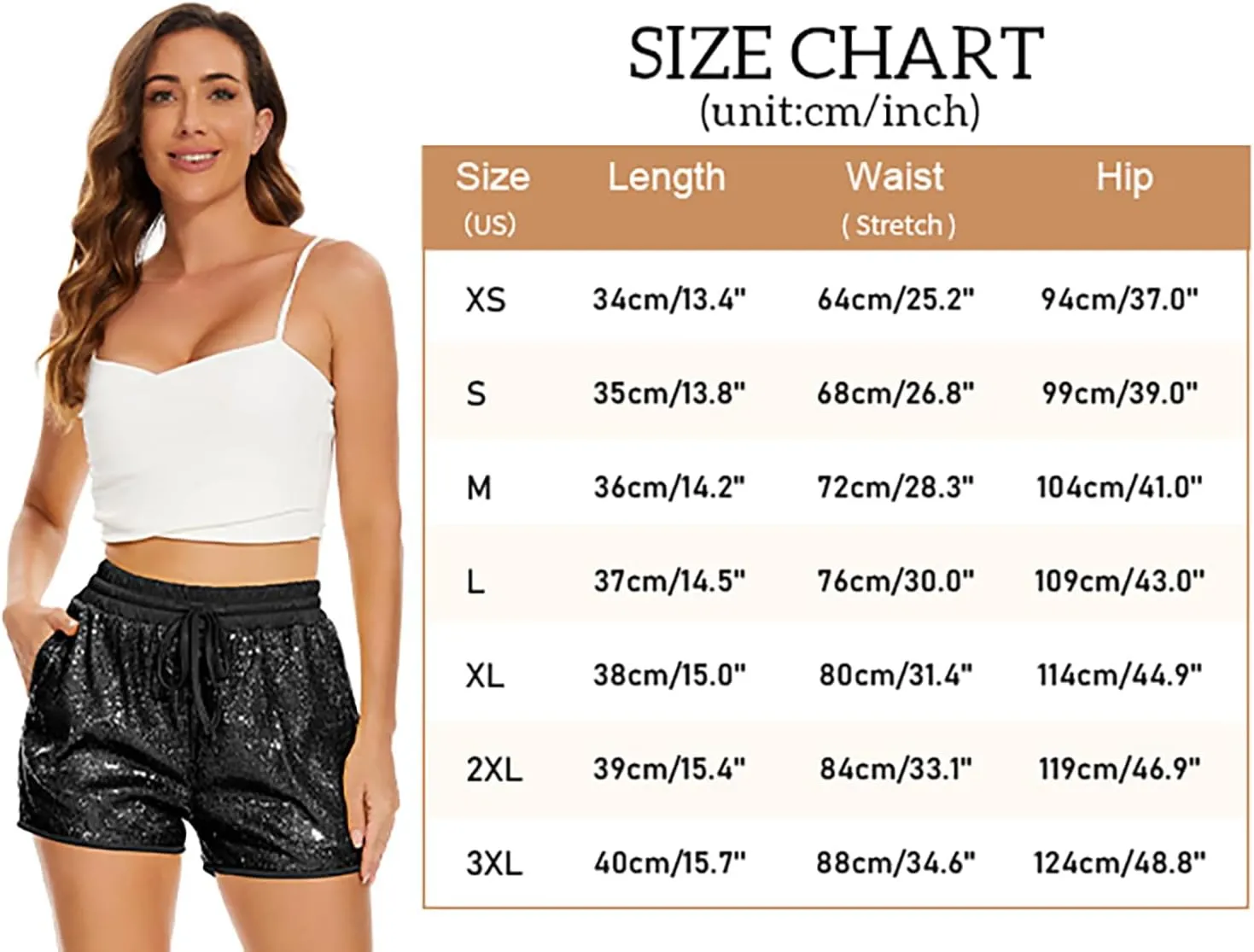 PESION Sequins Rave Shorts for Women High Waist Casual Loose A Line Hot Pants Sparkly Clubwear Night-Out