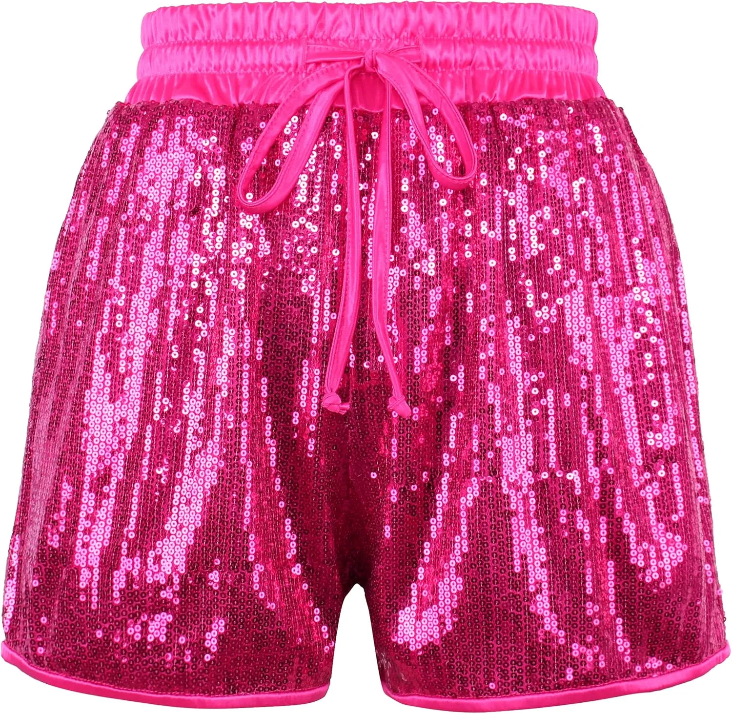 PESION Sequins Rave Shorts for Women High Waist Casual Loose A Line Hot Pants Sparkly Clubwear Night-Out