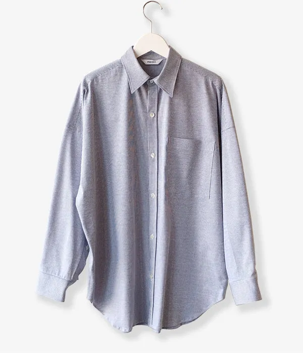 PHEENY/COTTON LINEN STRIPE SHIRT(BLUE)