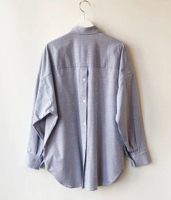 PHEENY/COTTON LINEN STRIPE SHIRT(BLUE)