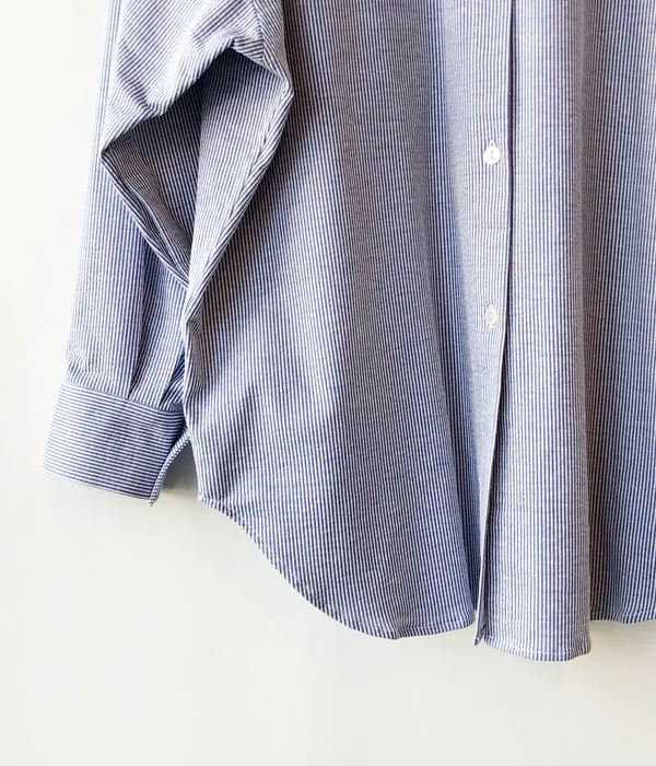 PHEENY/COTTON LINEN STRIPE SHIRT(BLUE)
