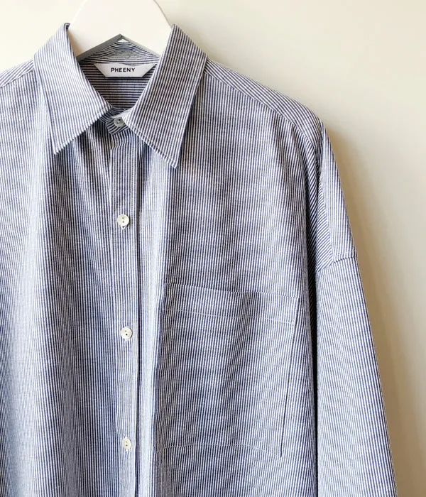 PHEENY/COTTON LINEN STRIPE SHIRT(BLUE)