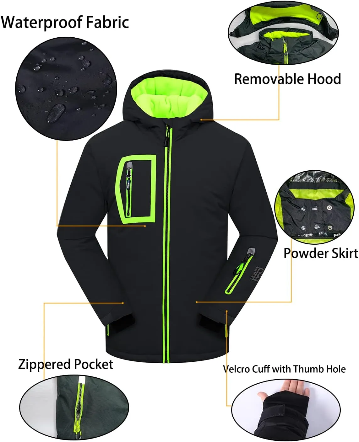 PHIBEE Big Boy's Waterproof Breathable Snowboard Ski Jacket
