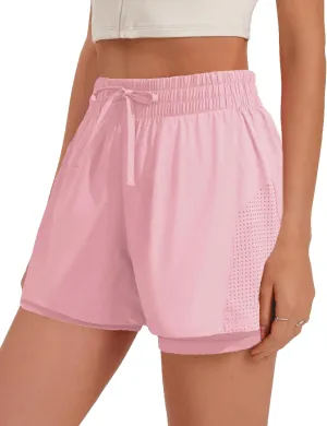 Pinspark womens High Waisted Quick Dry Gym Shorts with Pocket