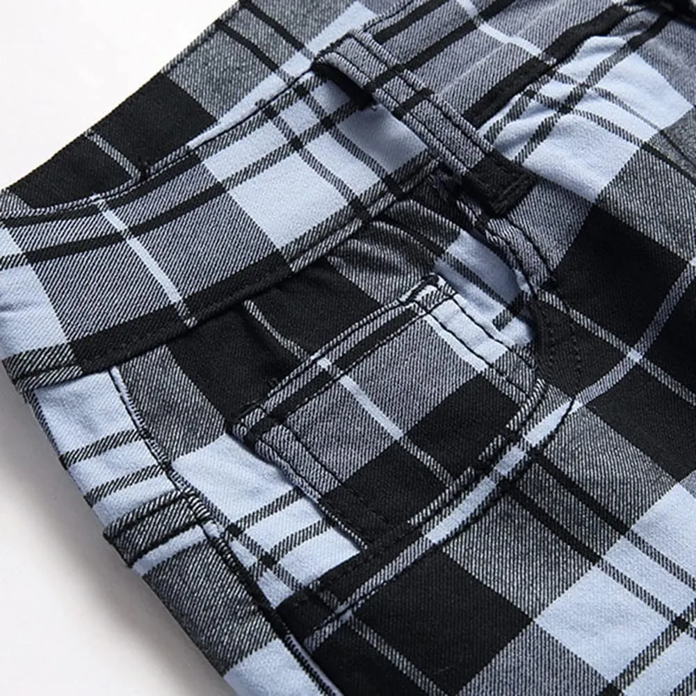 Plaid Panst for Men Skinny Men's Dress Pants Slim Fit Business Casual Chinos Pants RY1