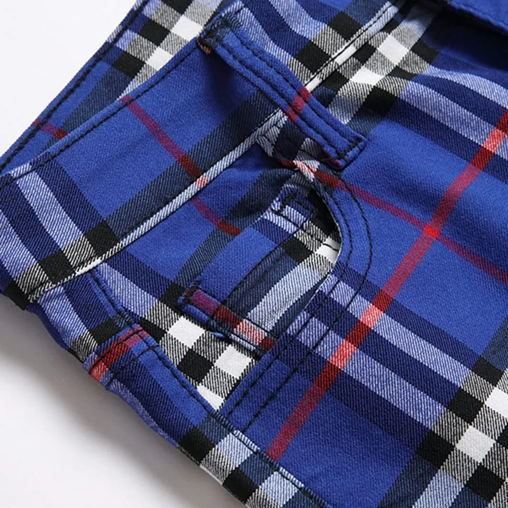 Plaid Panst for Men Skinny Men's Dress Pants Slim Fit Business Casual Chinos Pants RY1