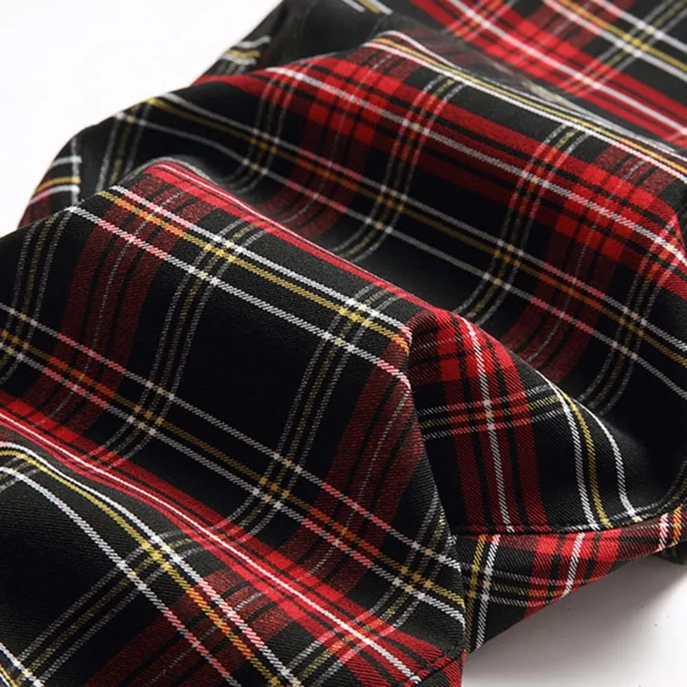 Plaid Panst for Men Skinny Men's Dress Pants Slim Fit Business Casual Chinos Pants RY1