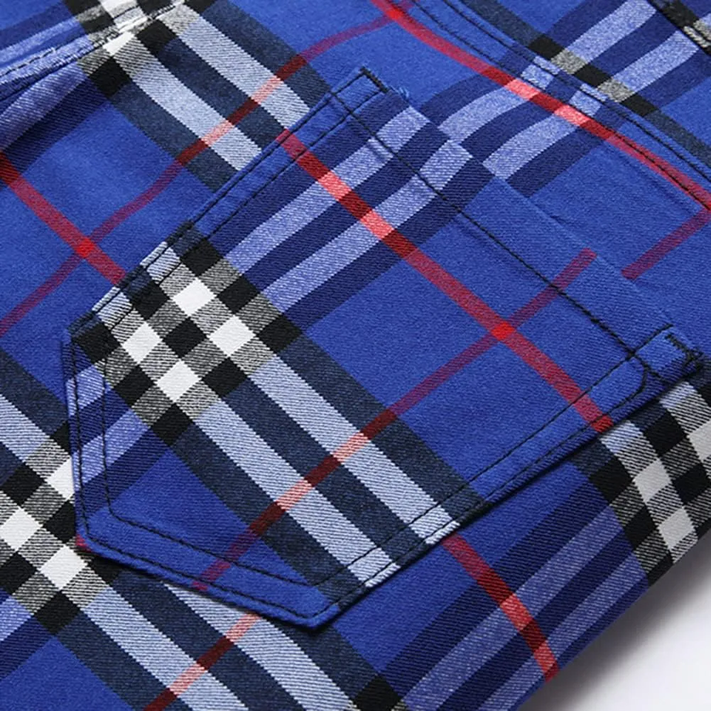 Plaid Panst for Men Skinny Men's Dress Pants Slim Fit Business Casual Chinos Pants RY1