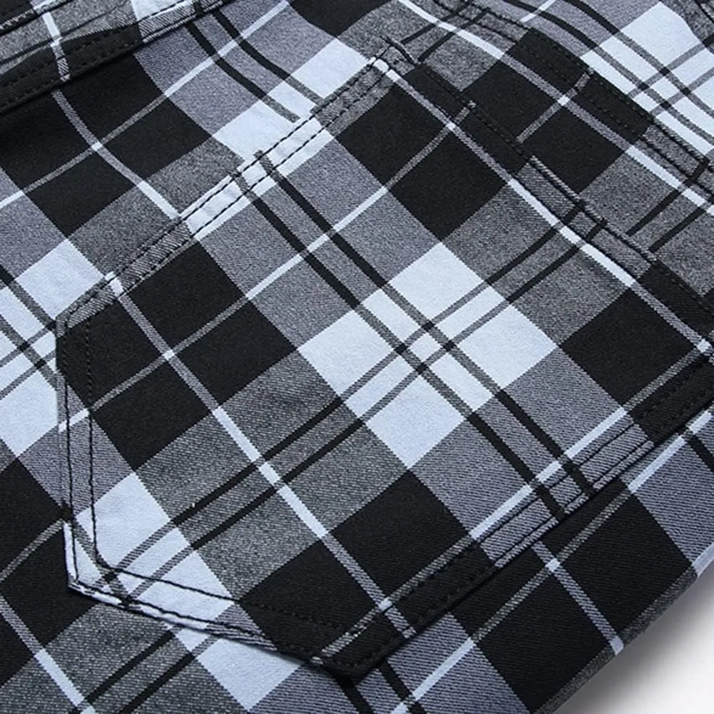 Plaid Panst for Men Skinny Men's Dress Pants Slim Fit Business Casual Chinos Pants RY1