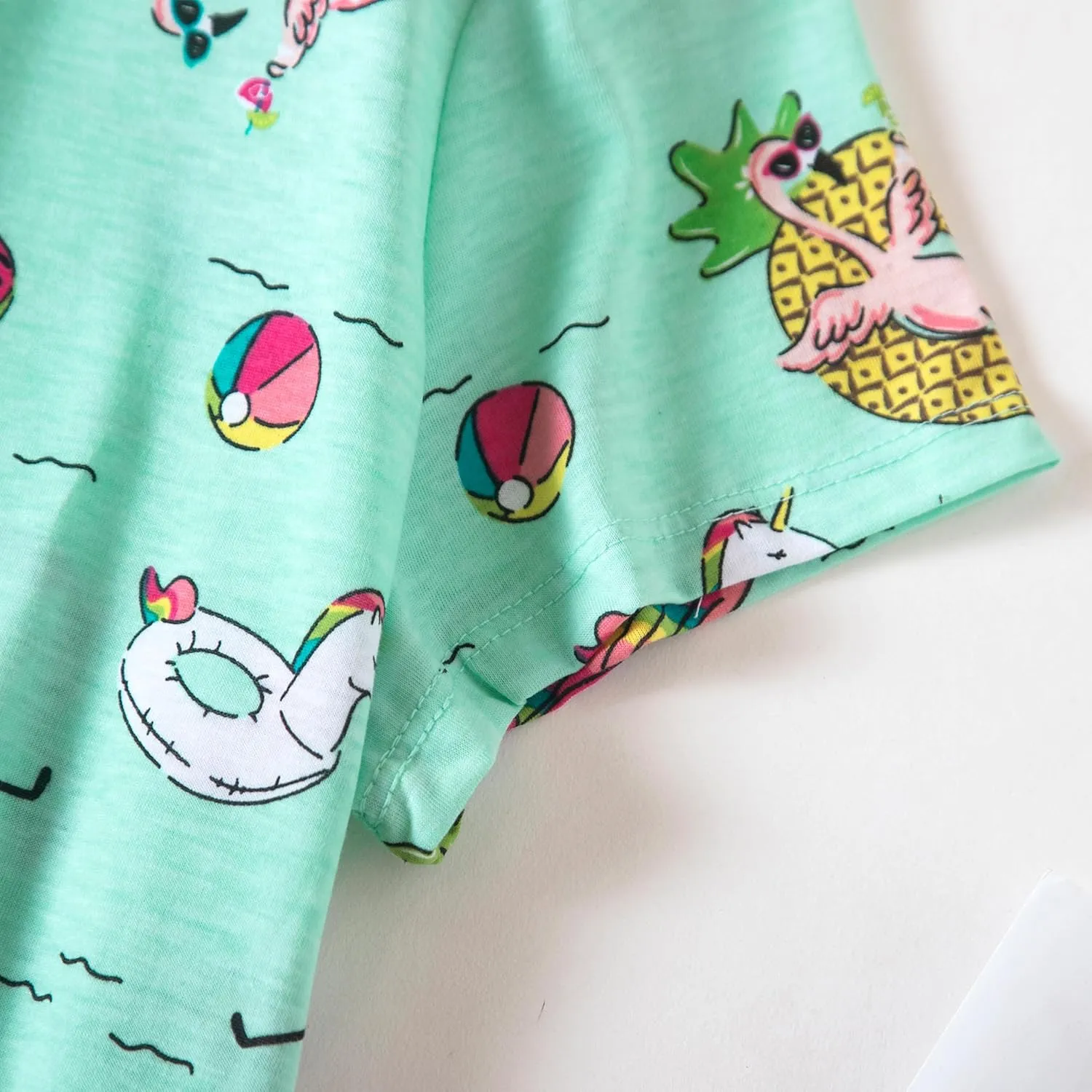 PNAEONG Women's Cotton Nightgown Sleepwear Short Sleeves Shirt Casual Print Sleepdress