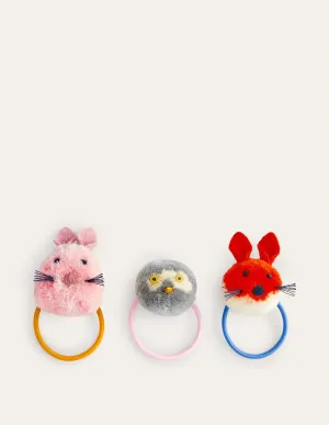 Pom Pom Hairbands 3 Pack-Multi Animals