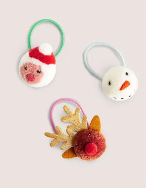 Pompom Hairbands 3 Pack-Multi Christmas