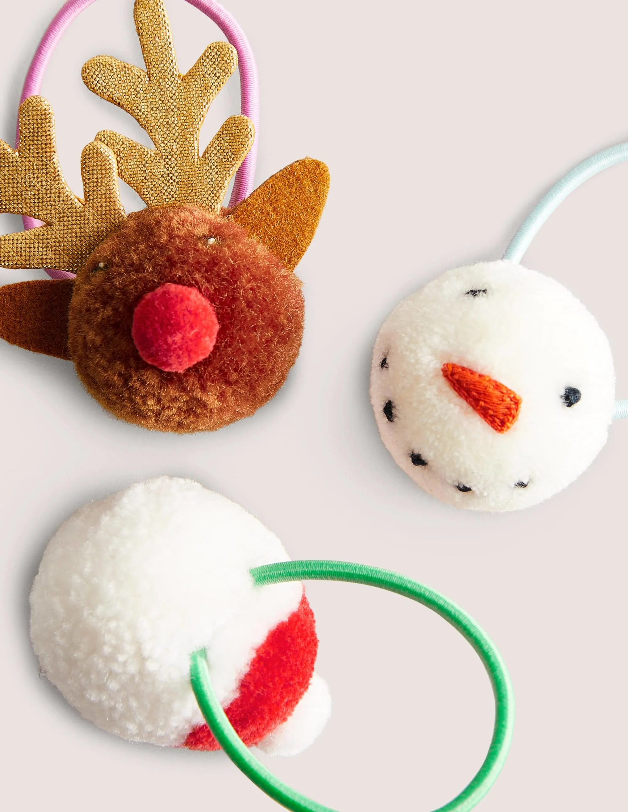 Pompom Hairbands 3 Pack-Multi Christmas