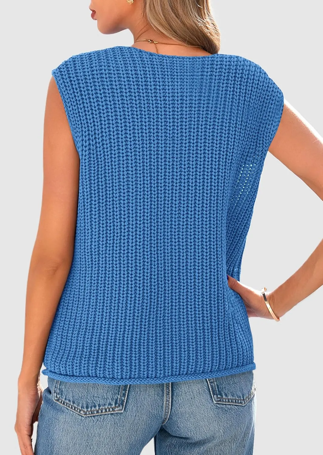 PRETTYGARDEN Women's Summer Sweaters Vest 2025 Sleeveless Button Down Cropped Pockets Chunky Knit Cardigan Trendy Tank Tops