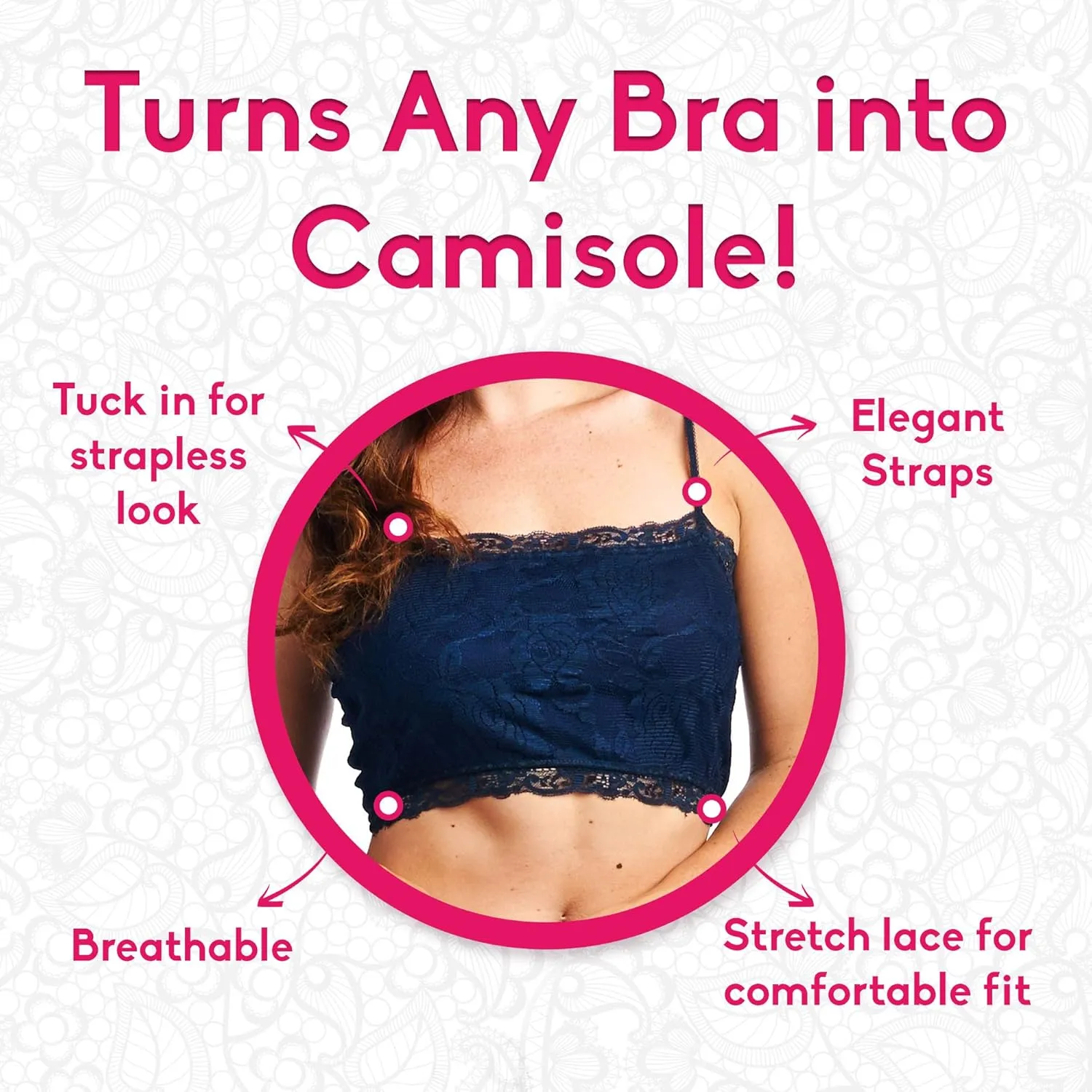 PURE STYLE Girlfriends Women's Camiflage Breathable Stretch Lace Half Cami