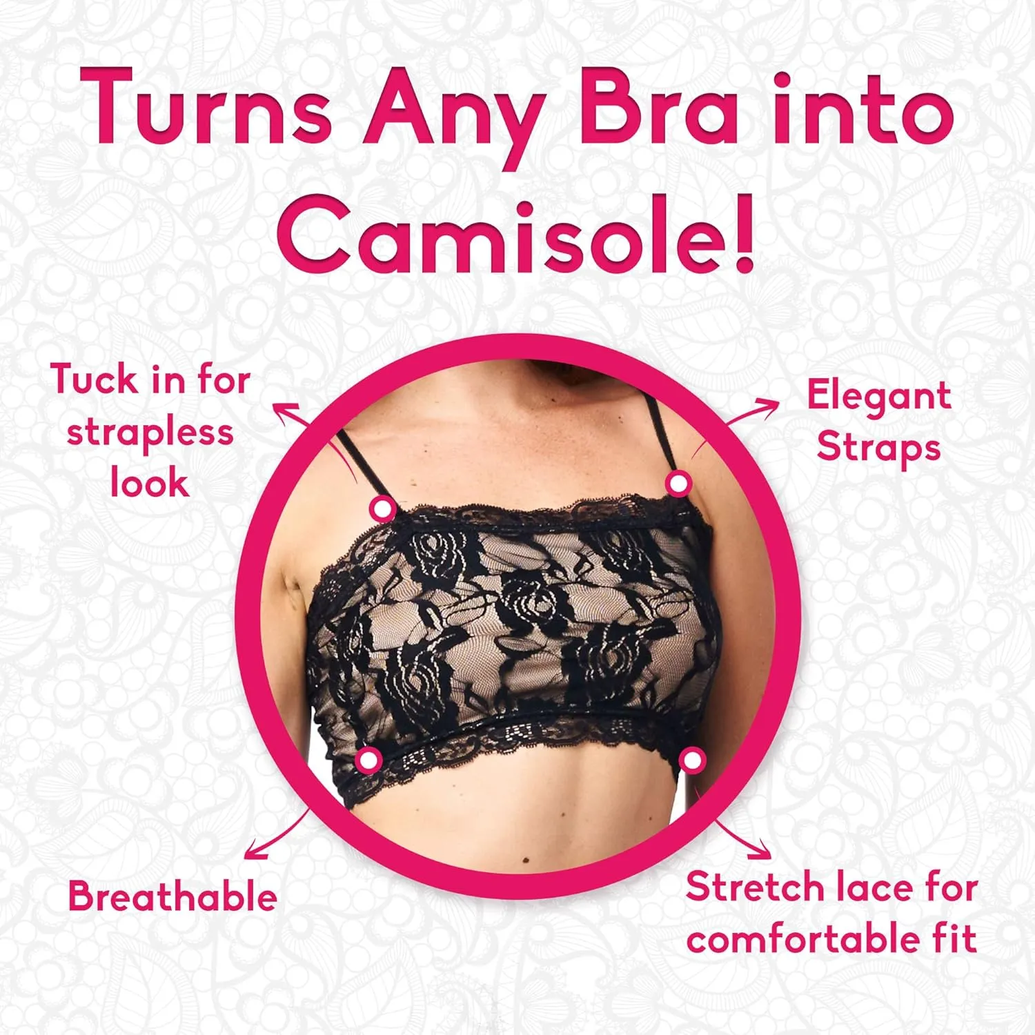 PURE STYLE Girlfriends Women's Camiflage Breathable Stretch Lace Half Cami