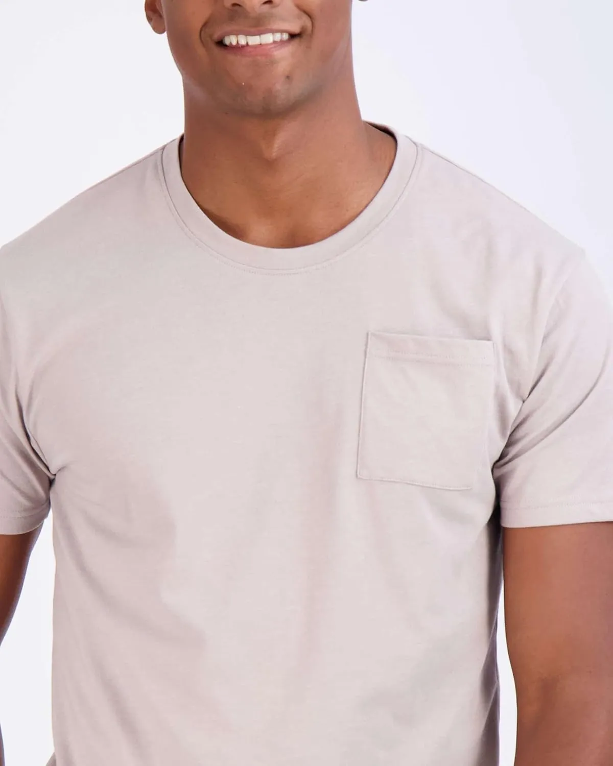 Real Essentials 4 Pack: Men's Cotton Performance Short Sleeve Crew Neck Pocket T-Shirt Athletic Top (Available in Big & Tall)