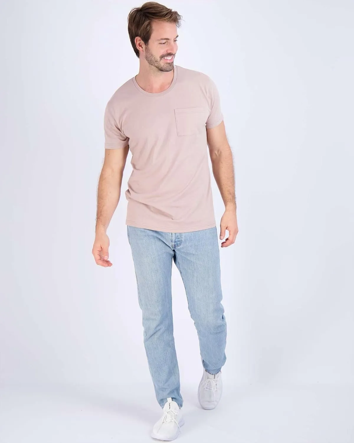 Real Essentials 4 Pack: Men's Cotton Performance Short Sleeve Crew Neck Pocket T-Shirt Athletic Top (Available in Big & Tall)