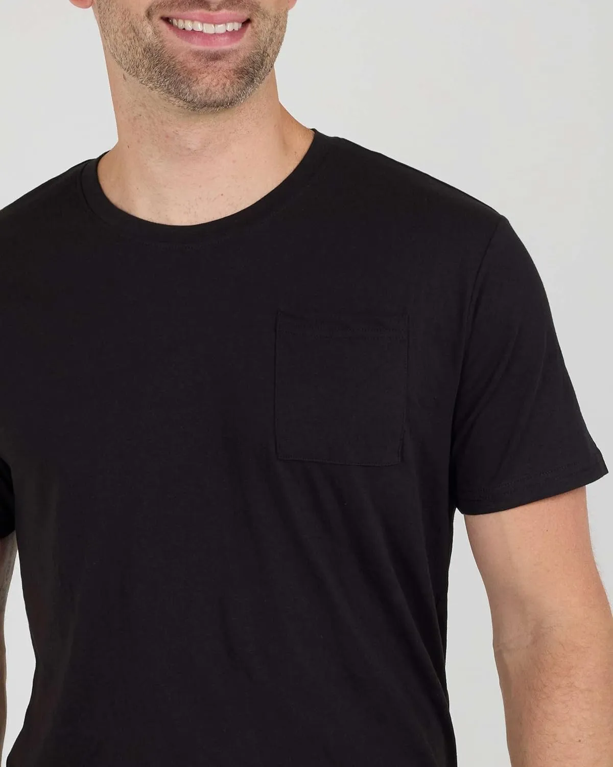 Real Essentials 4 Pack: Men's Cotton Performance Short Sleeve Crew Neck Pocket T-Shirt Athletic Top (Available in Big & Tall)