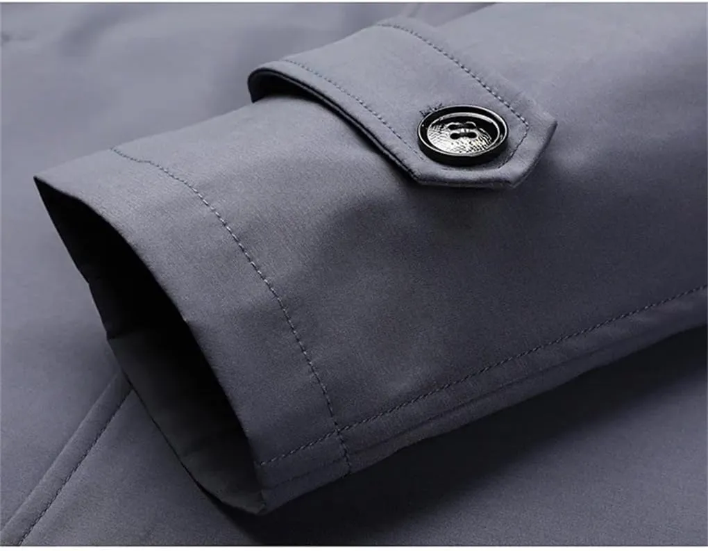Rfmfkkg Classic Men'S Lapel Windbreaker Cotton Padded Thicken Business Casual Trench Coat Outerwear