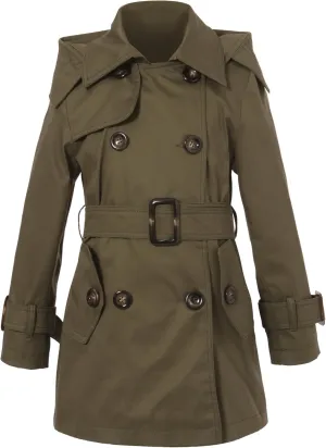 Richie House Girls' Classic Hooded Trenchcoat RH0934