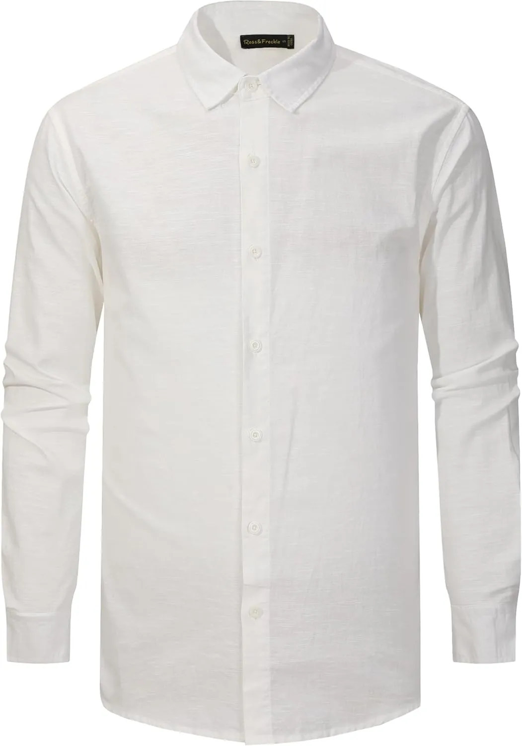 Ross&Freckle Men's Casual Button Down Long Sleeve Shirt Cotton Linen Shirts