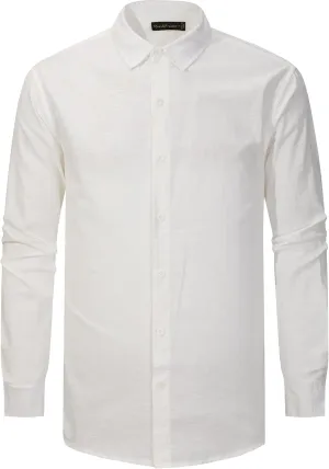 Ross&Freckle Men's Casual Button Down Long Sleeve Shirt Cotton Linen Shirts