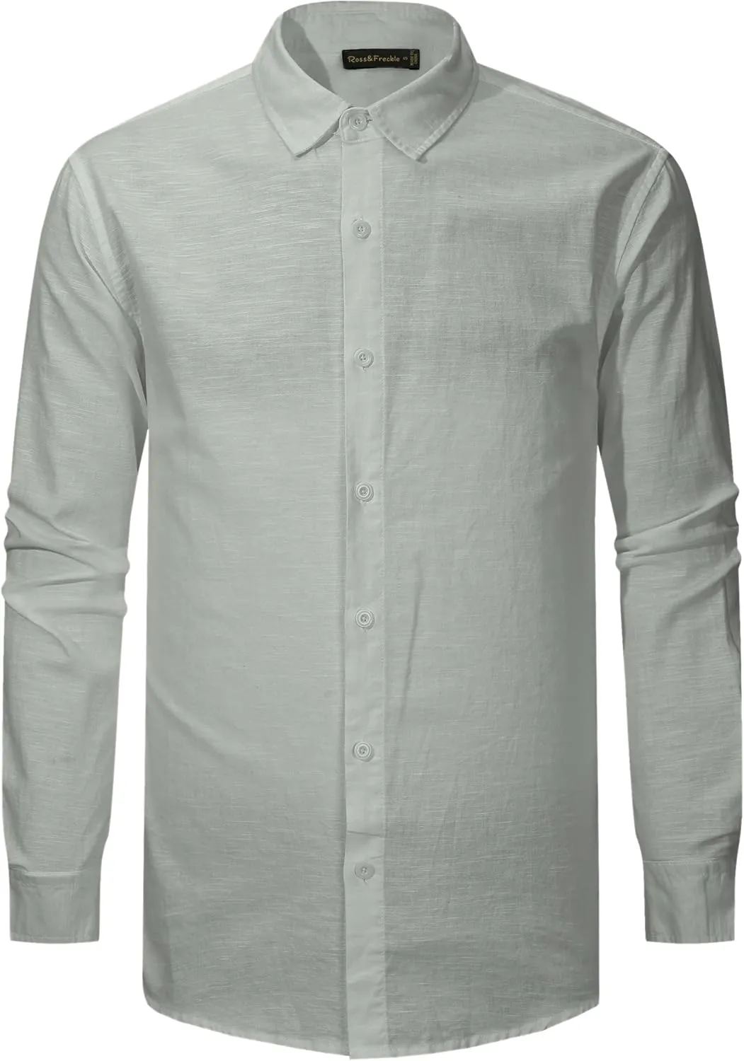 Ross&Freckle Men's Casual Button Down Long Sleeve Shirt Cotton Linen Shirts