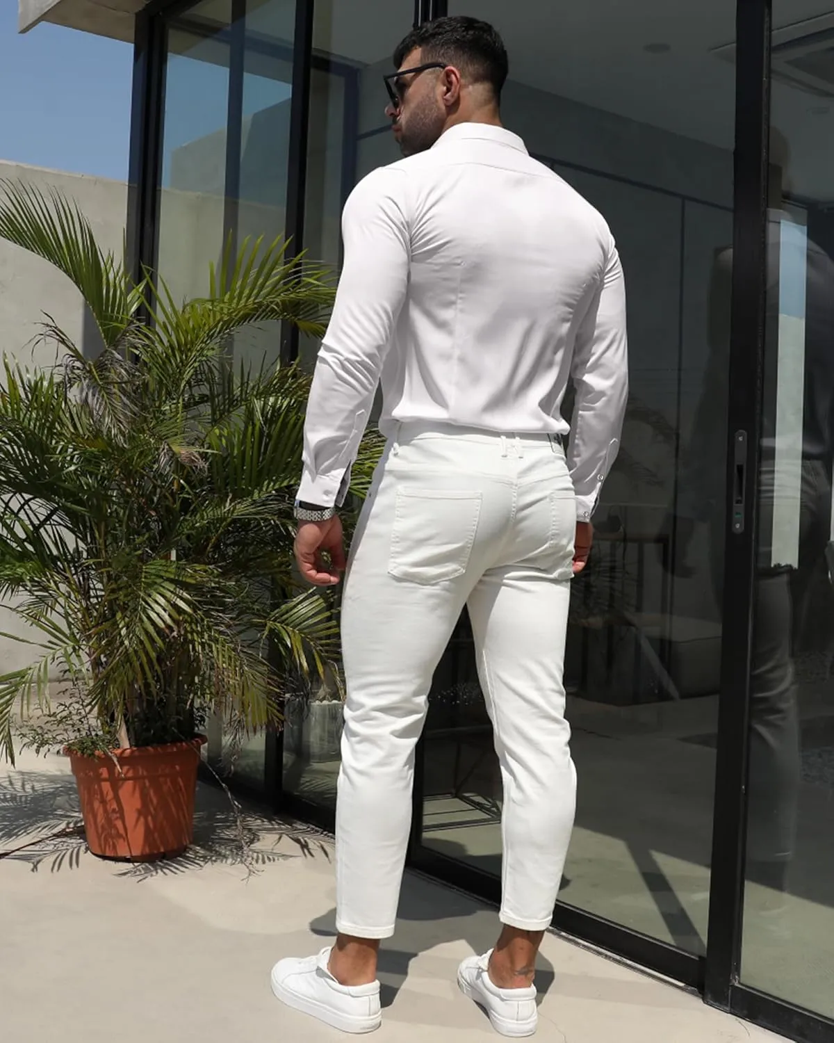RPOVIG Men's Muscle Dress Shirts:Casual Button Down Long Sleeve Elasticity Athletic Fit Wrinkle-Free Shirt