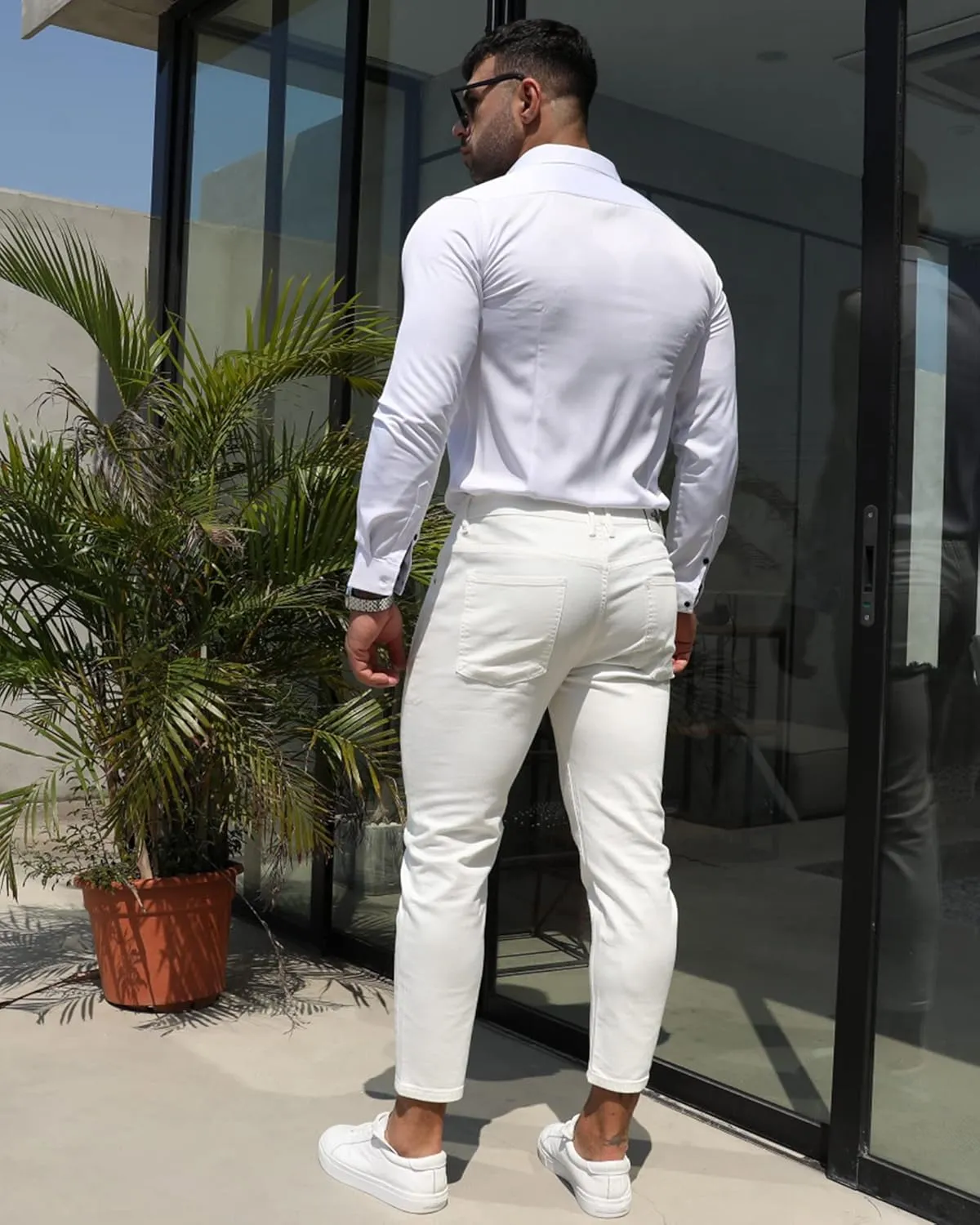 RPOVIG Men's Muscle Dress Shirts:Casual Button Down Long Sleeve Elasticity Athletic Fit Wrinkle-Free Shirt