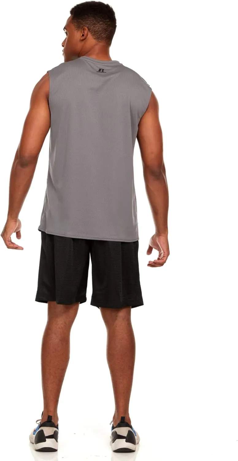 Russell Athletic Mens Dri-Power Fitted Not Tight Muscle Tank Top - Gym, Beach, Running, Basketball Gear
