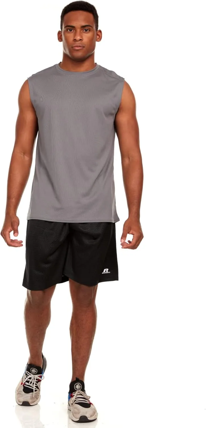 Russell Athletic Mens Dri-Power Fitted Not Tight Muscle Tank Top - Gym, Beach, Running, Basketball Gear