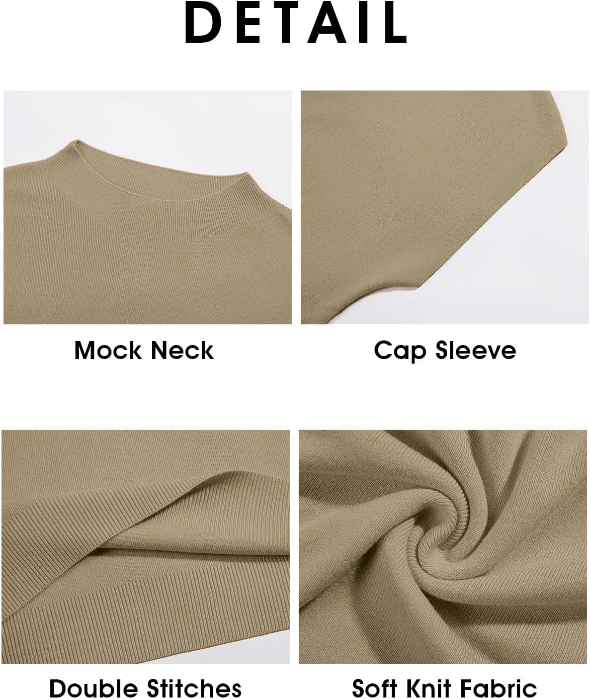Saodimallsu Womens Short Sleeve Sweater Mock Neck Summer Casual Basic Knit Slim Fitted Pullover Tops Shirt
