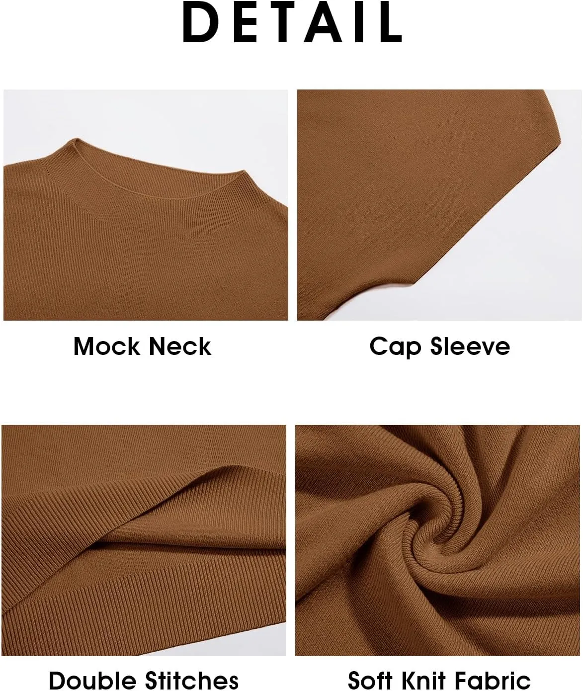 Saodimallsu Womens Short Sleeve Sweater Mock Neck Summer Casual Basic Knit Slim Fitted Pullover Tops Shirt