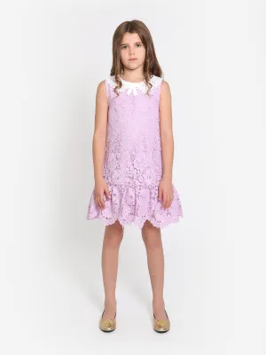 Self Portrait Girls Floral Lace Dress in Pink