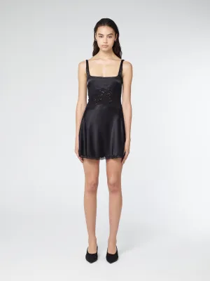 SERENADE LACE MINI DRESS | BLACK