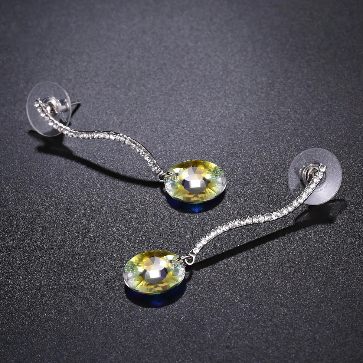 Shiny Arc Long Dangle Drop Earrings -KPE0331