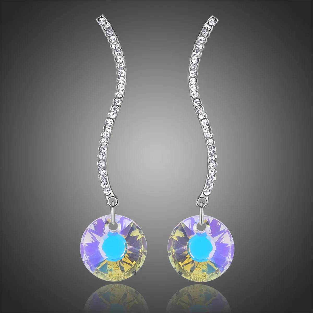 Shiny Arc Long Dangle Drop Earrings -KPE0331