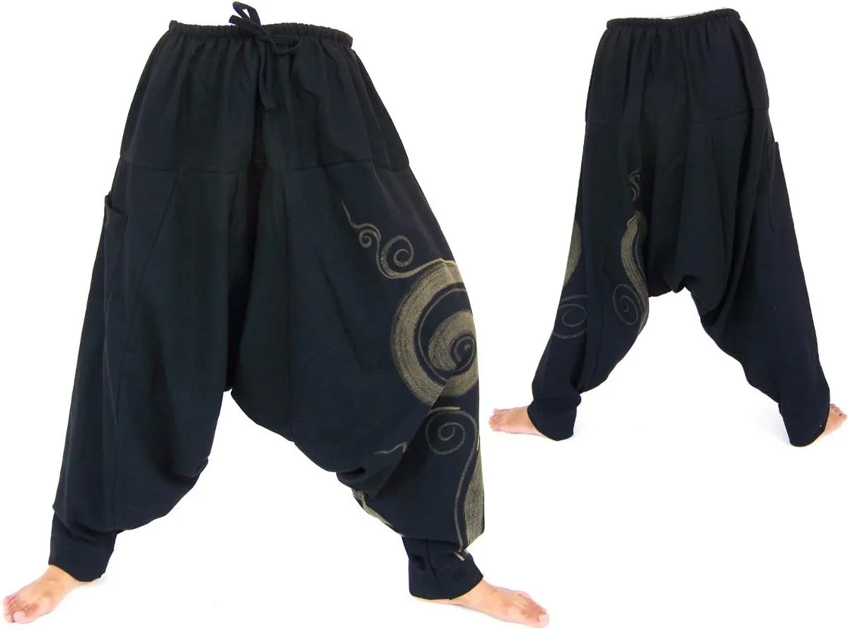 Siamrose, Yoga Harem Lounge Baggy Pants Women Men, Aladdin Boho Trousers, One Size